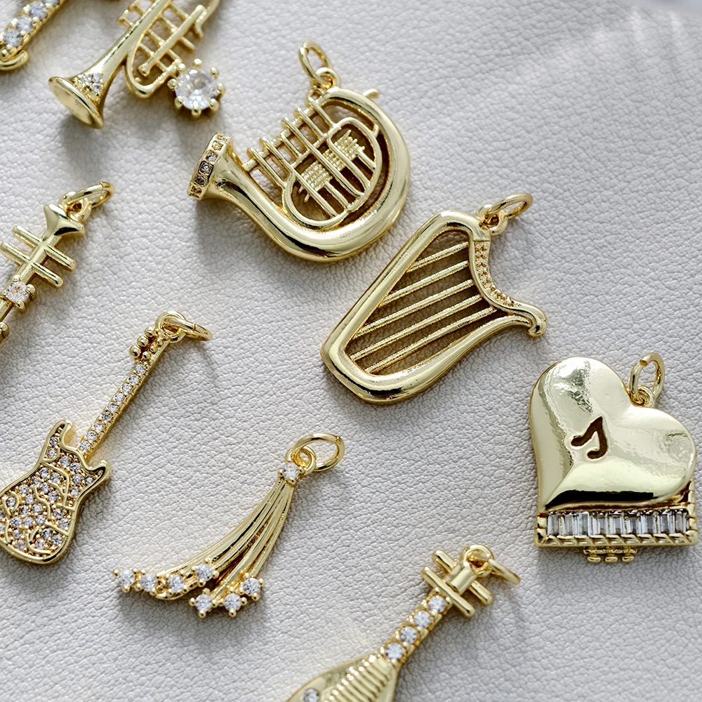 Music Lover Series Musical Instrument Charms Violin Guitar Sax Trumpet Harp Note Pendants DIY Handmade Jewelry Making Supplies