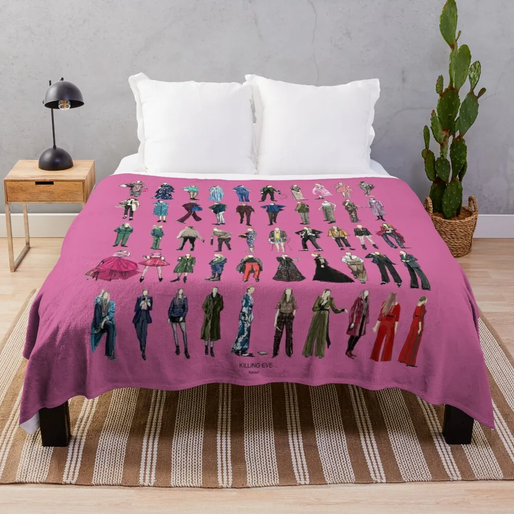 

Killing eve villanelle fashion looks Pink version Throw Blanket manga Sofa Quilt Blankets For Baby Blankets