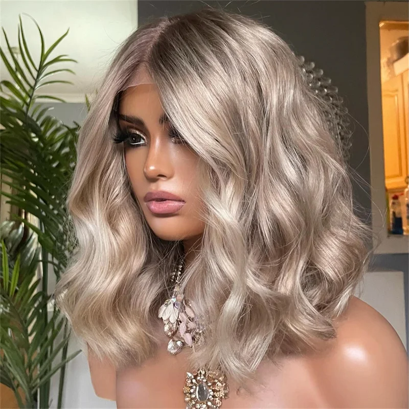 

Stock Deep Wave Lace Frontal Wig Ash Blonde Women Wigs Synthetic Party High Density Lady White Wig apothecary diaries cosplay