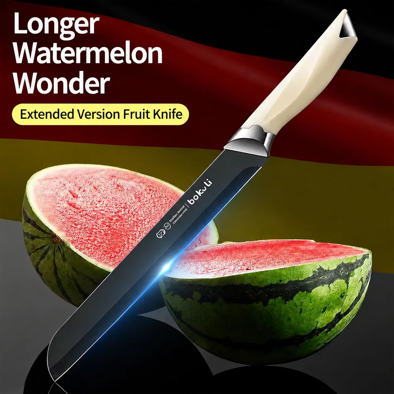 Large Stainless Steel Fruit Knife for Home Use And Commercial Use - Extended Length Melon Cutter Specialized for Watermelon And