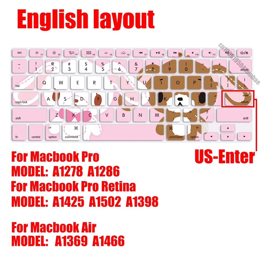 Sugarbunnies US Layout Soft Silicone Keyboard Cover for Macbook pro A1278  A1286 Retina A1425  A1502  A1398 Air A1369  A1466