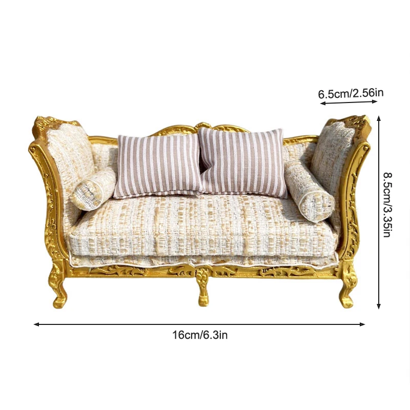 1/2PCS 1/12 Dollhouse Miniature Single/Double Sofa Handrail Back Sofa Doll House Furniture Living Room Accessories Decor Toy