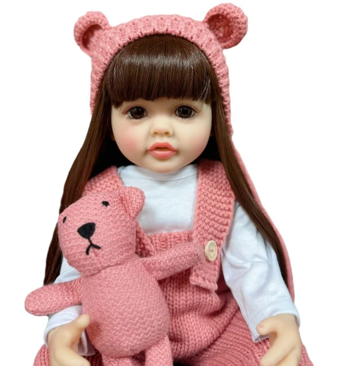 55 CM 22 Inch Reborn Dolls Realistic Full Silicone Baby Bebe Vinyl Newborn Girl Doll Princess Toddler Toy Gift