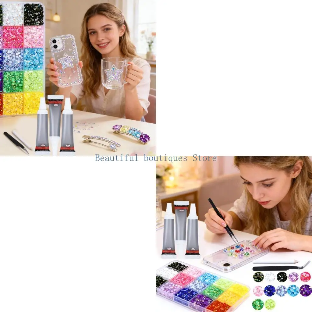 U4LF Electroplated Plastic Resin Rhinestones In Organized Trays For Creative Designs