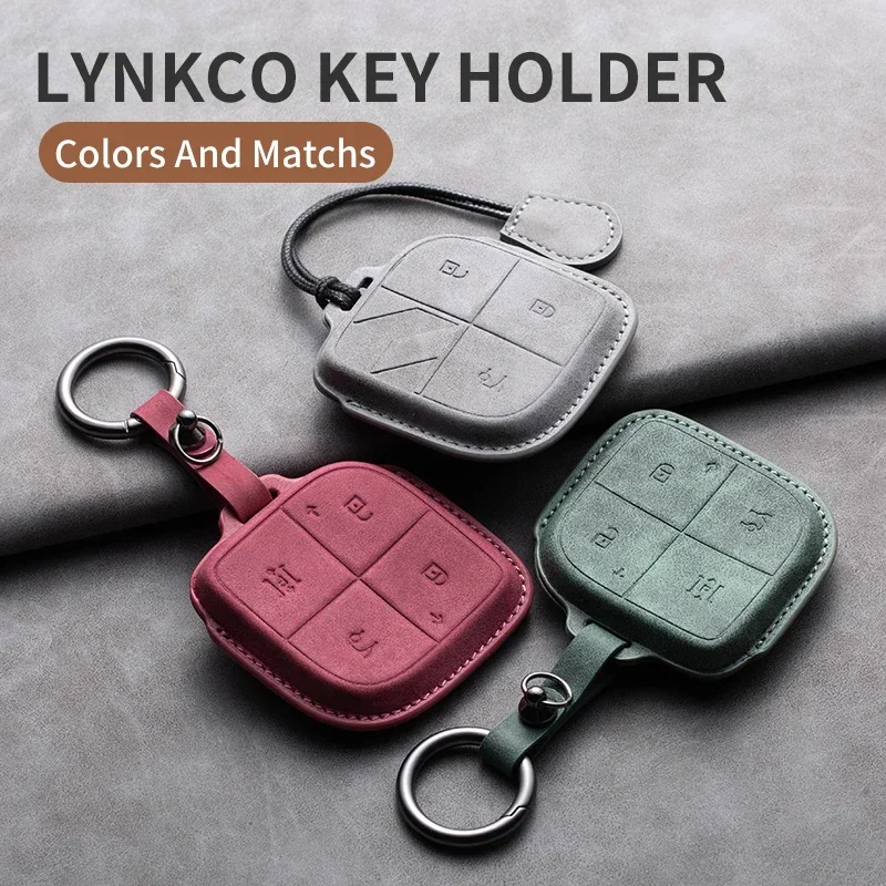 Leather Car Key Case Cover Fob LYNK&CO 2022 2023 2024 LYNK CO 08 For LYNKCO 01 02 03 05 06 09 Car Accessories