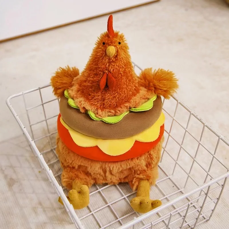 

Plush Chicken Burger 25 35cm Cute Stuffed Animal Soft Toy Ideal Gift Choice for Thanksgiving Christmas Celebrations