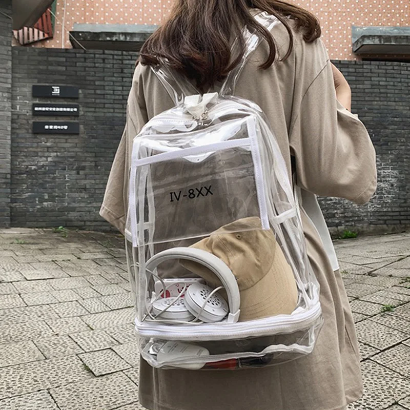 

Transparent Jelly Backpack for Men Women College Students PVC Bookbag Fashionable Outdoor Commuter Rucksack Clear Travel Bags