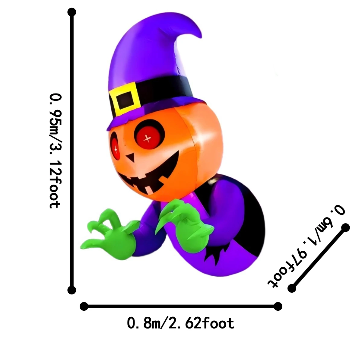 3.1FT Halloween Window Crawling Pumpkin Inflatable Ornament Outdoor Yard Lawn Festival Inflatable Party Decor Decoration