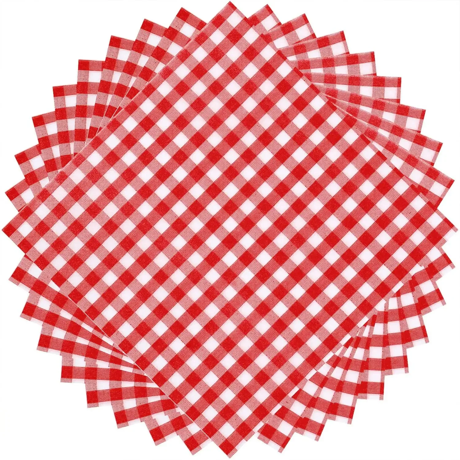 

100 Pcs Red and White Checkered Paper Napkins, Disposable Bulk 12.9x12.9 in for Picnic BBQ Wedding Party