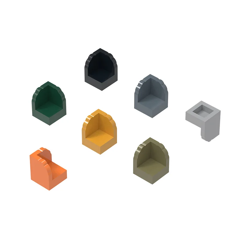 WANGE 354개/세트 6231W 곡선 모서리 1홀 블록 모크 컬러 액세서리 브릭 DIY 부품 장난감 선물