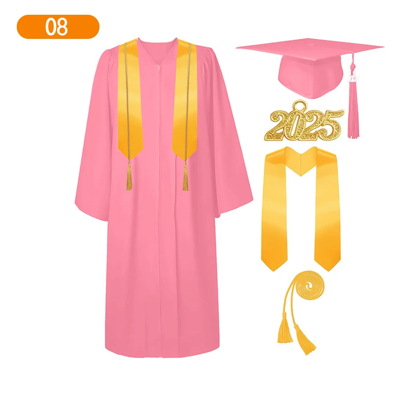 2025 الكبار زي التخرج درجة البكالوريوس ثوب الأكاديمية موحدة صبي فتاة التخرج التصوير أداء رداء طقم قبعات