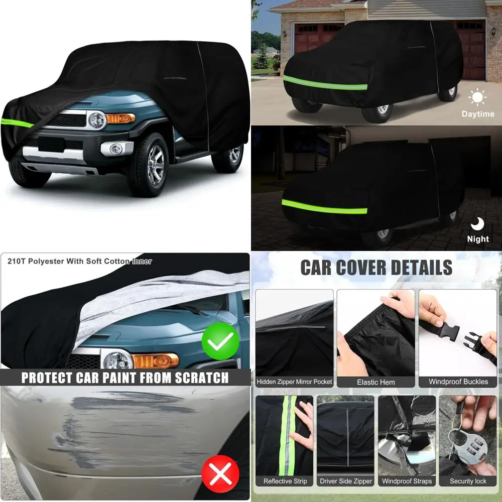 

Всепогодный классический автомобильный чехол с внутренней хлопковой подкладкой для FJ Cruiser 2007-2014 гг., водонепроницаемый и защита от ультрафиолета.