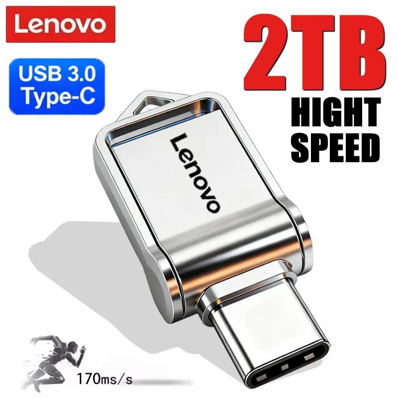 

Флеш-накопитель Lenovo Mini 2TB OTG, высокоскоростной, металлический, 1TB, 512GB, 256GB, USB Type-C, портативный USB-накопитель
