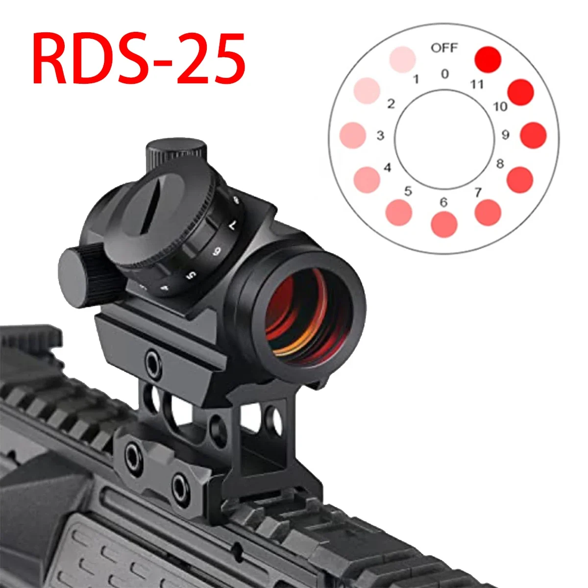 

Tactical 1x20 Red Dot Sights Optic Reflex Scope 2MOA Shockproof Gun Riflescopes Compact RDS-25 Collimator Fit Hunting Shooting