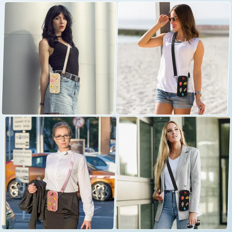 Multifunction Portable Silicone Crossbody Bag Waterproof Zipper Travel Phone Bag Solid Color Color Storage Organizer for Phone view 6