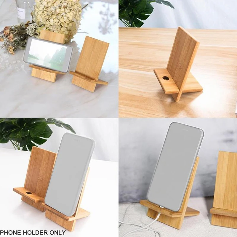 Bamboo Wooden Mobile Phone Holder Portable Smartphone Support Tablet Stand Desk Cell Phone Charging Dock