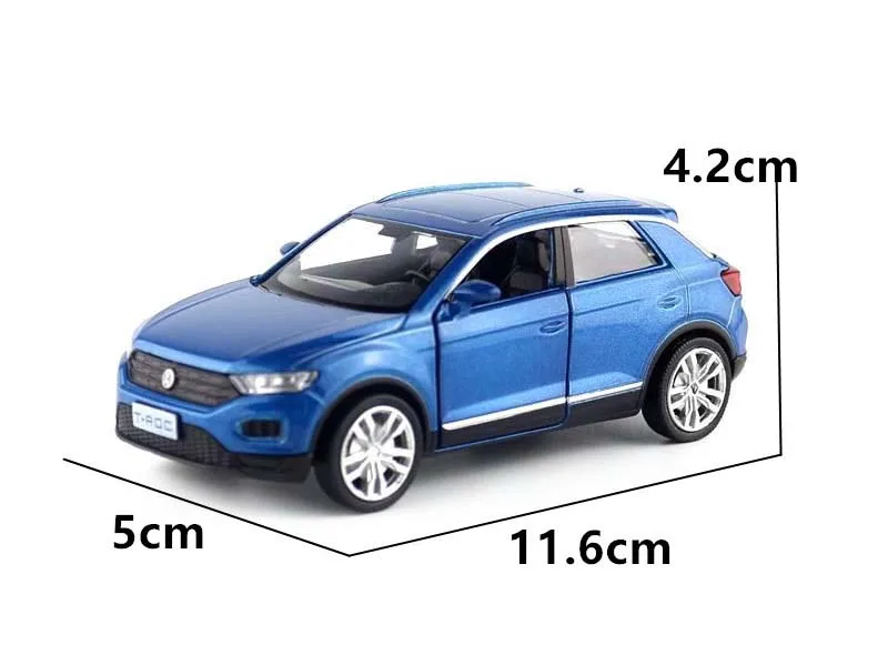 1:36 VOLKSWAGEN T-ROC SUV modello in lega macchinina 11.6cm Diecast tirare indietro collezione in metallo giocattoli per bambini regalo F344