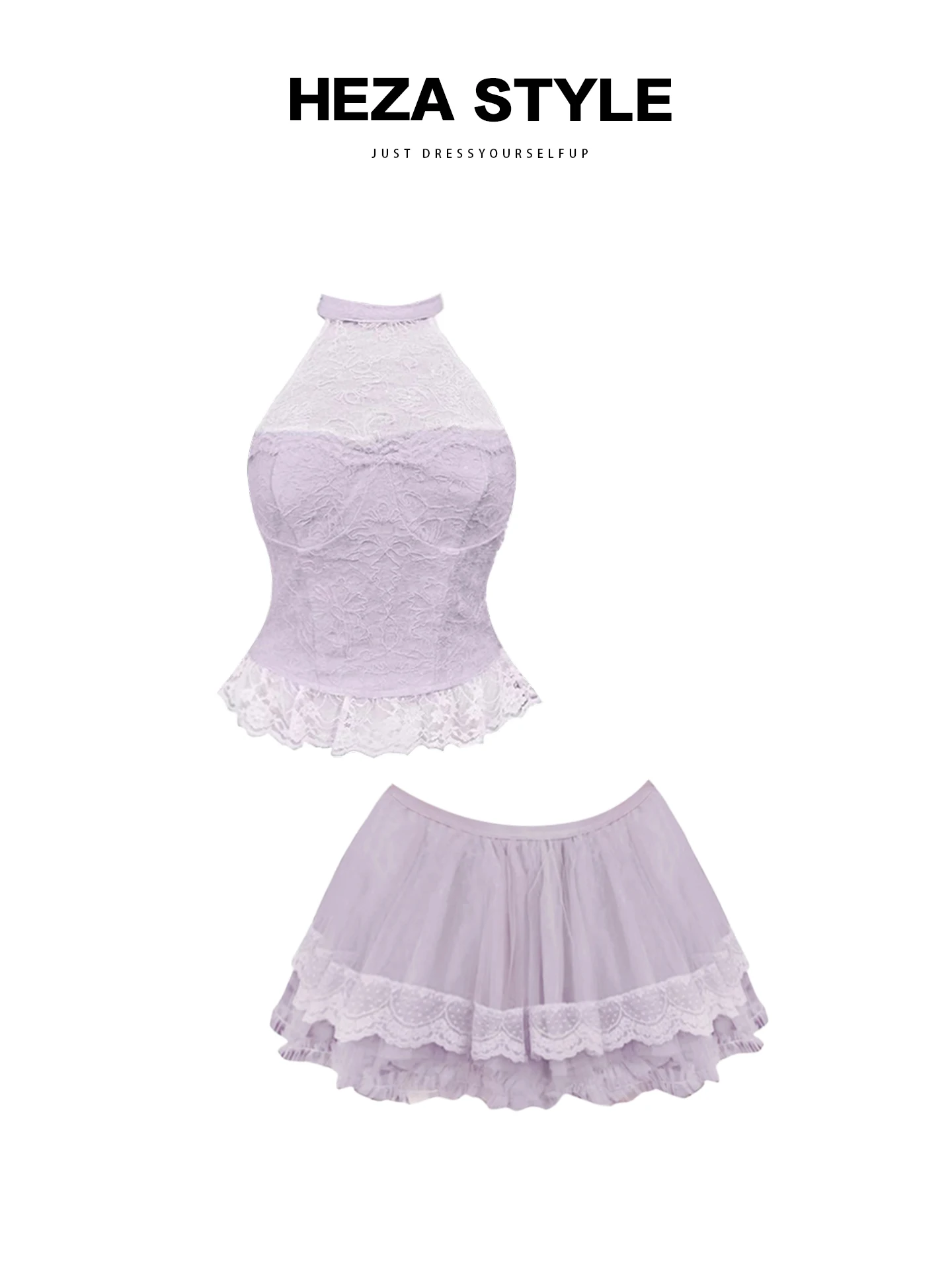 HEZA Spicy Girl Lace Crop Top E Cintura Alta f Saia Conjunto Feminino Outono Inverno Faion Slim Fit A-Line Ort Saia