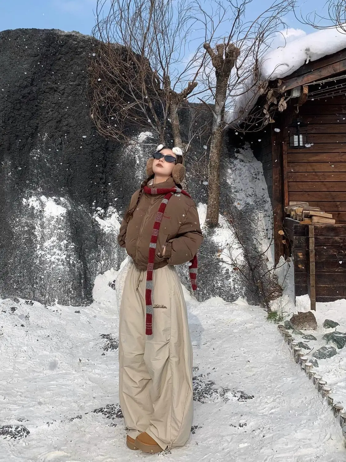 Hose mit weitem Bein, gerippt, für Damen, Herbst, Pailletten, Nieten, Schärpen, Patchwork, Punk, Jacquard, Partykleidung, einzigartige A-Linie, polierte Perlenstickerei