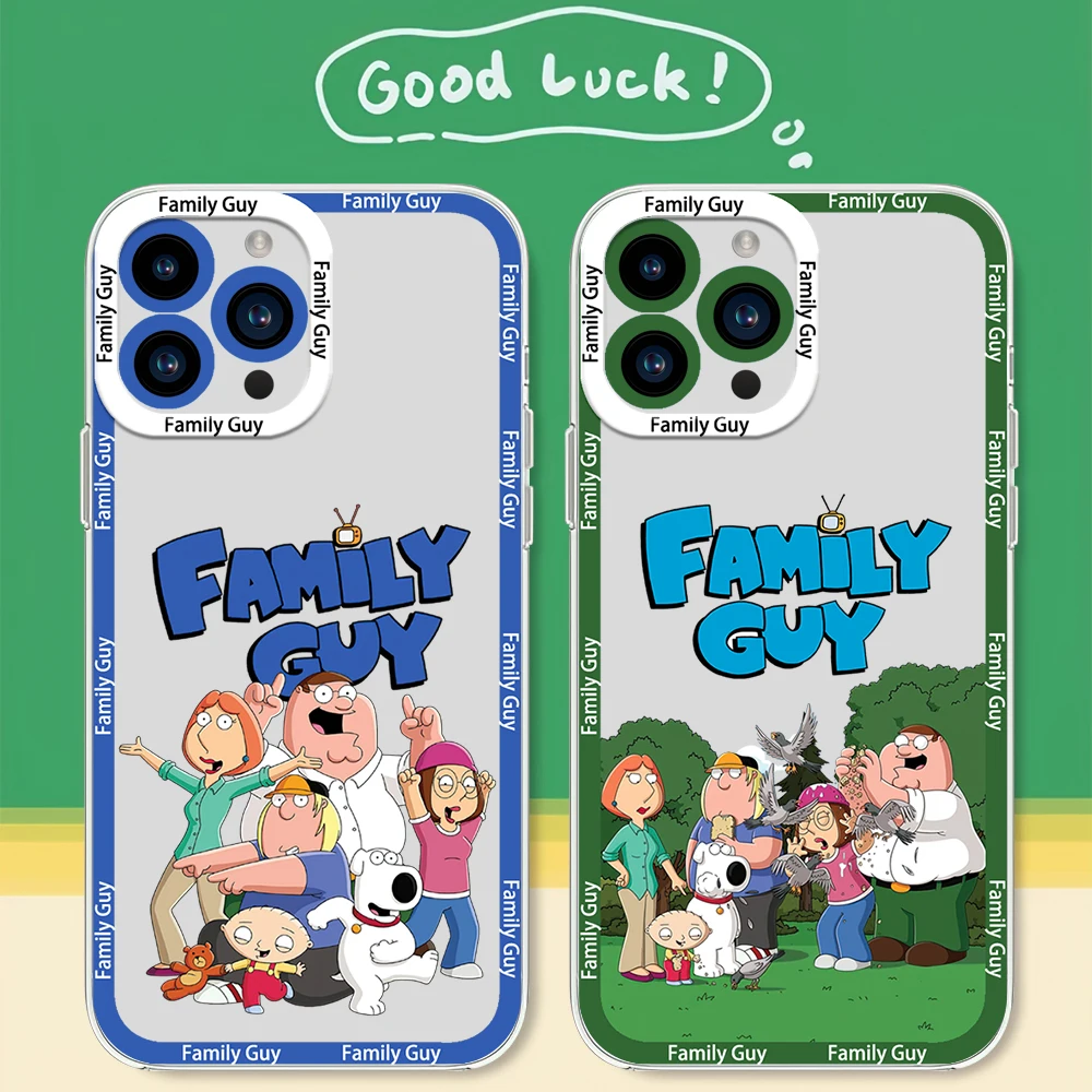 F-Family Cartoon G-Guy Phone Case for Samsung S24 S23 S22 S21 A55 A54 FE PLUS ULTRA Transparent Bezel Cover