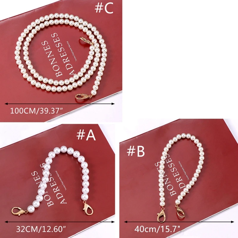 32/40/100cm Imitation Pearl Bead Handle Short Long Handbag Purse Chain Replacement Bag Shoulder Strap Belt DIY Accessories with