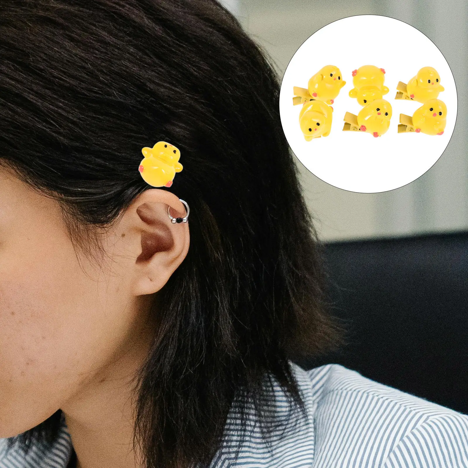

6Pcs Cute Yellow Cartoon Chick Hair Clips Bang Clip for Party Daily Travel Fun Hair Accessories Body Clip