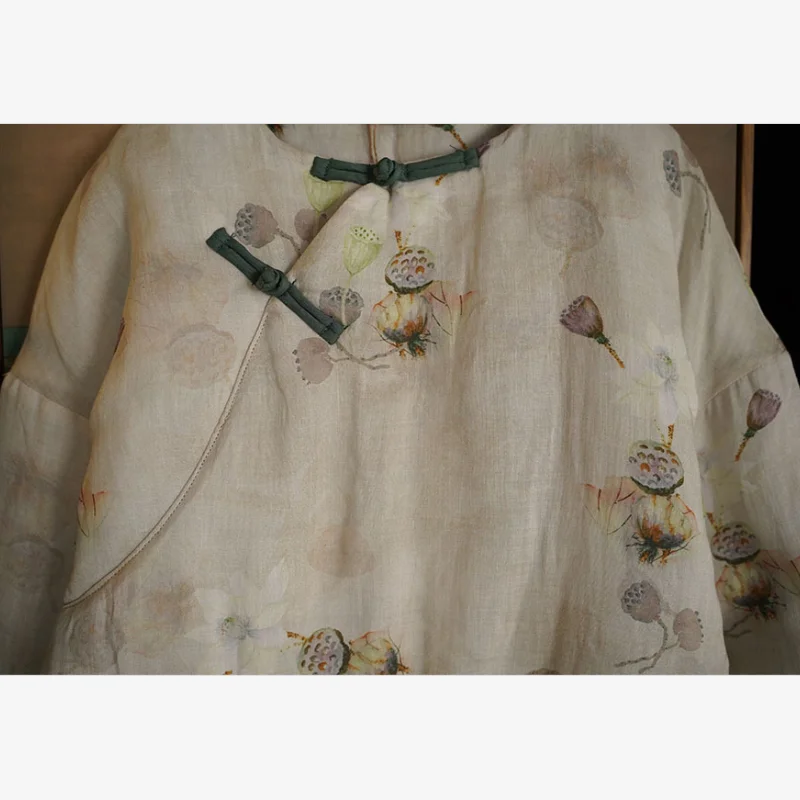 جديد الصينية Sle القنب القطن Jaet المرأة الشتاء جولة Ne زرر ملابس خارجية دافئة زن الروح القطن معطف Dreng Sunny...