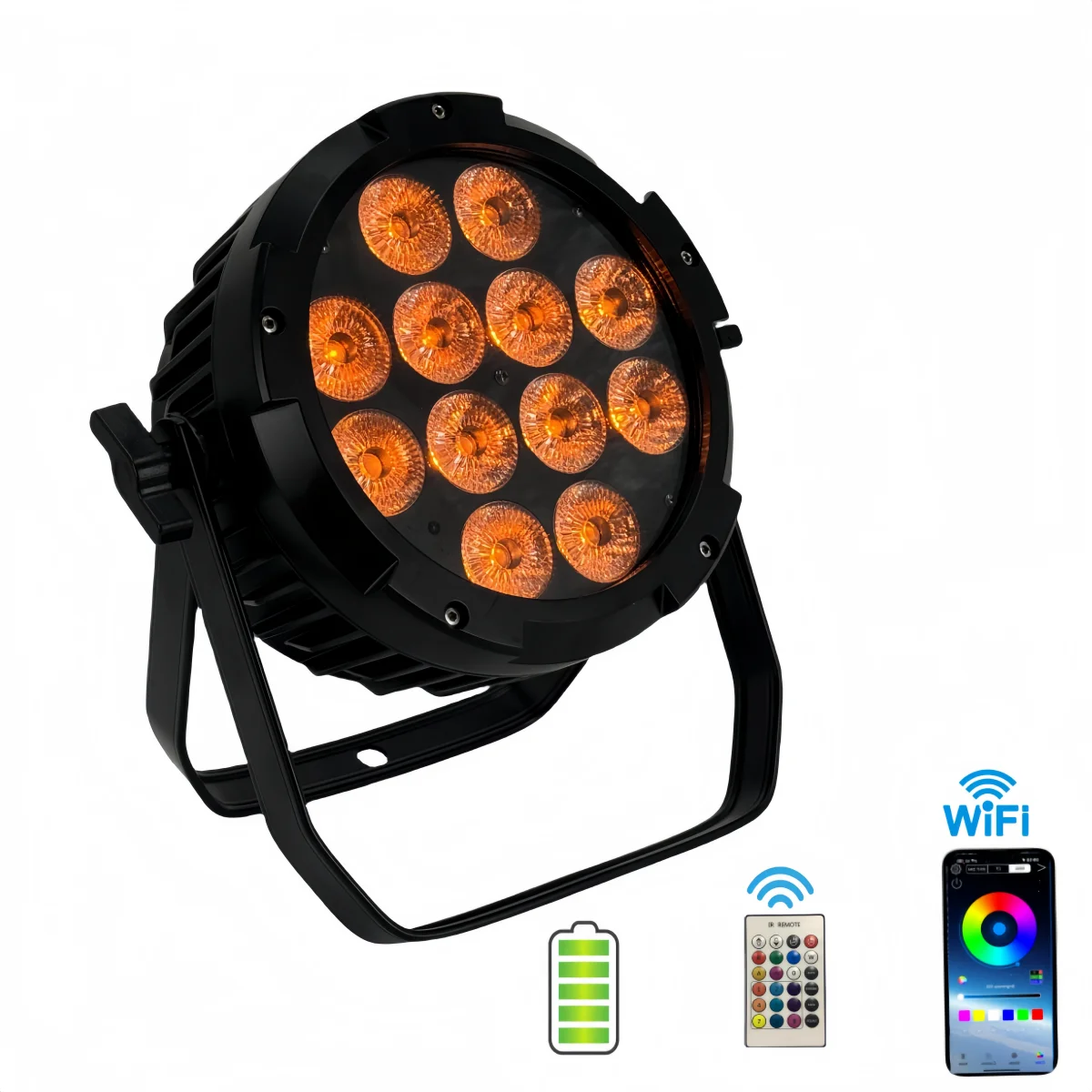 

IP65 Водонепроницаемые светодиодные фонари с питанием от батареи 12x18 Вт RGBWA UV 6in1 Сенсорная кнопка Wi-Fi Дистанционное приложение для телефона + Беспроводная свадебная подсветка