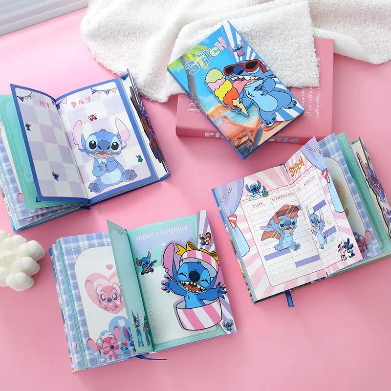 Disney Stitch Students Cute, Simple, Creative, Portable, Storage, Coloring Pages, Magnetic Buckles, Notebooks, Notepad Gifts
