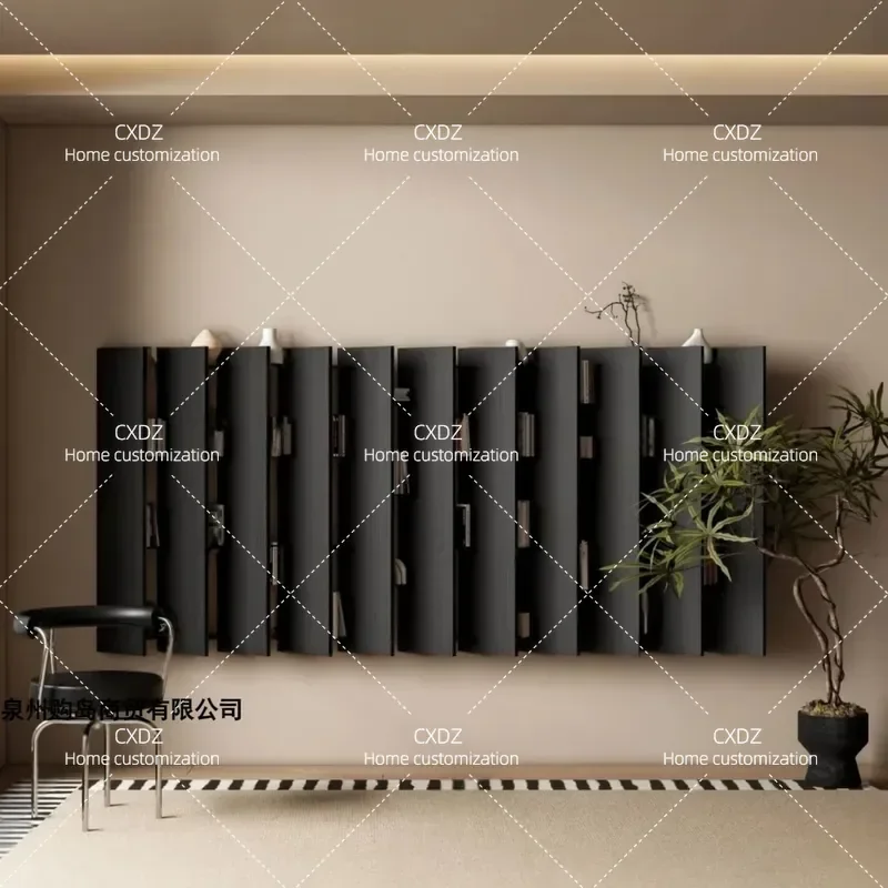 Medieval style baking paint wall-mounted bookshelf bookcase creative art background wall shelf decorative shelf full wall