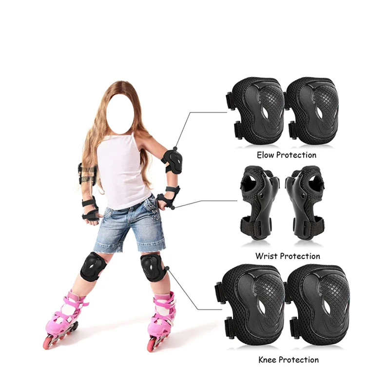 6Pcs/Set Kids Safety Knee Pads Elbow Pads Wrist Guards Children Protective Gear for Girls Boys Cycling Skating Roller