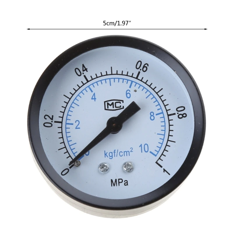 Manometro assiale da 50mm 0-10bar/0-1Mpa compressore d barra del fluido idraulico pneumatico filettatura 1/4NPT per Gas acqua combustibile liquido