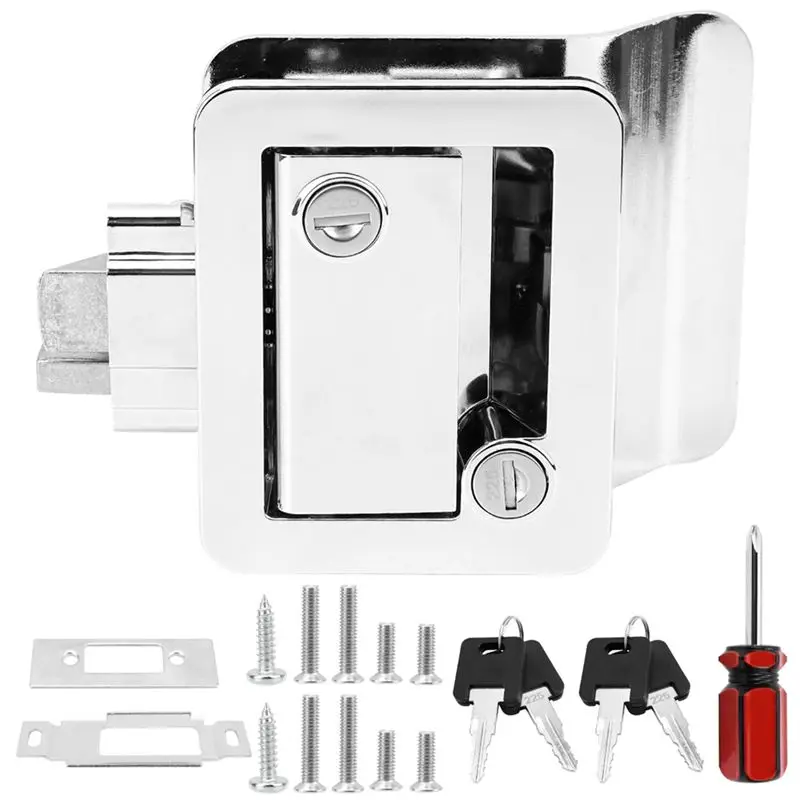 

RV Entry Door Lock,Travel Trailer Door Latch,RV Lock Replacement Kit With Deadbolt Keys,For Horse Trailer Cargo Hauler