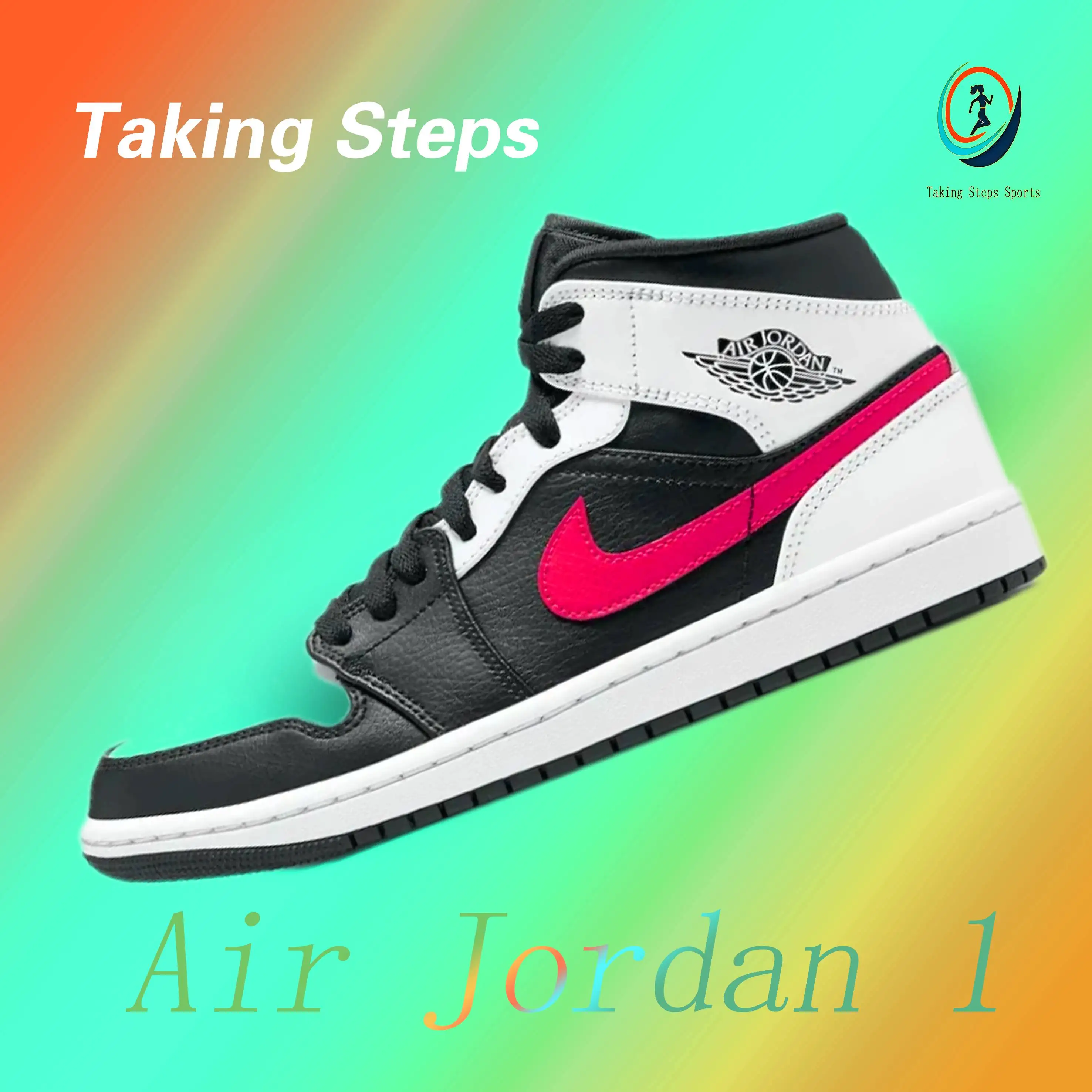 Jordan Air Jordan 1 mid Panda Red Hook mid-top retro basketball shoes men and women alike black and white red