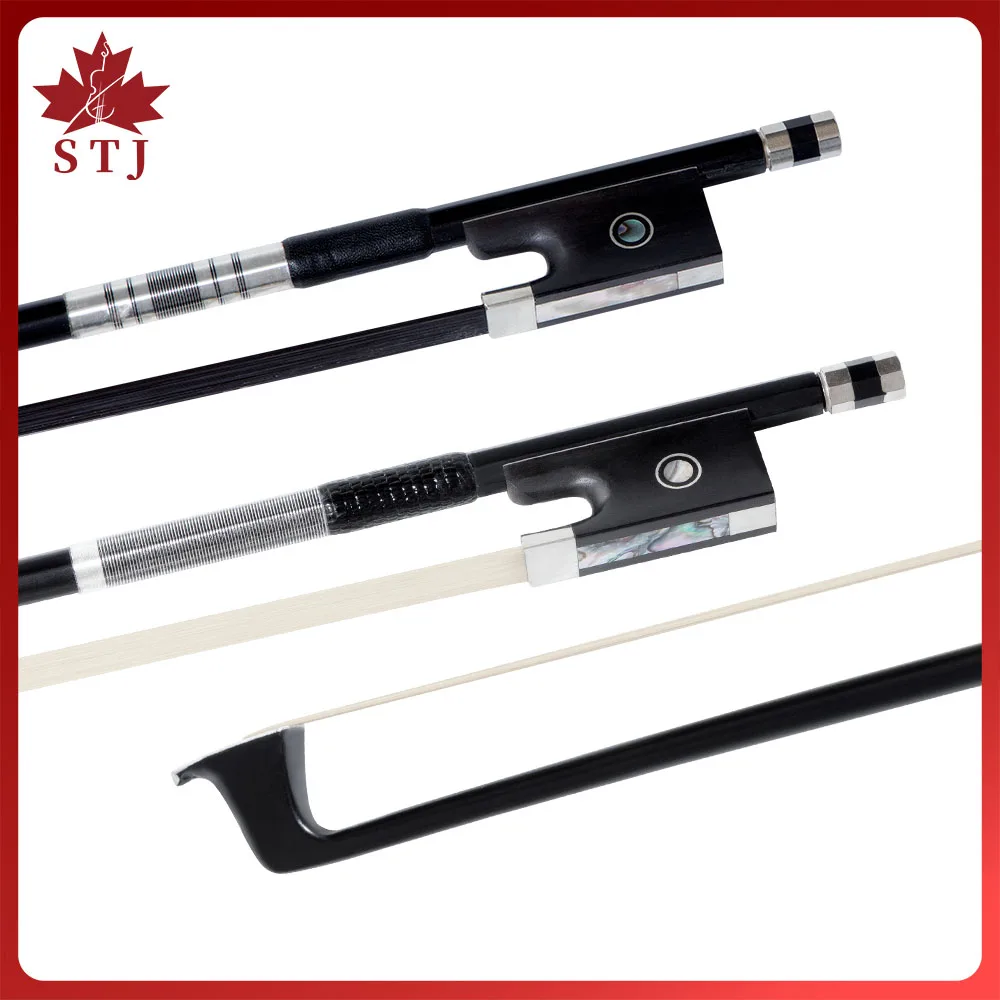 4/4 3/4 1/2 1/4 AAA Carbon Fiber Violin Bow Natural White Bow Hair Straight Abalone Ebony Bow Frog Fiddle Bows Part