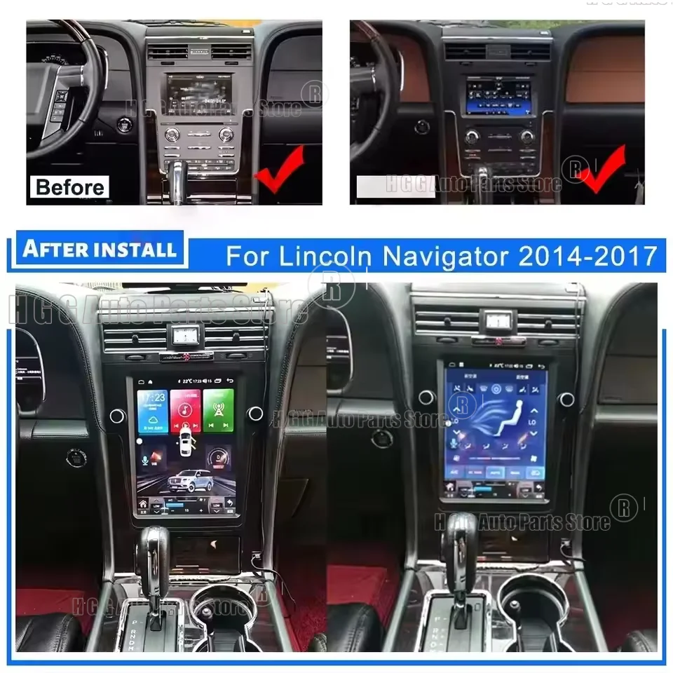 12 inch For Lincoln Navigator 2014-2017 Car Radio Tape Recorder Android Stereo Multimidia Video Player CarPlay GPS Navigation
