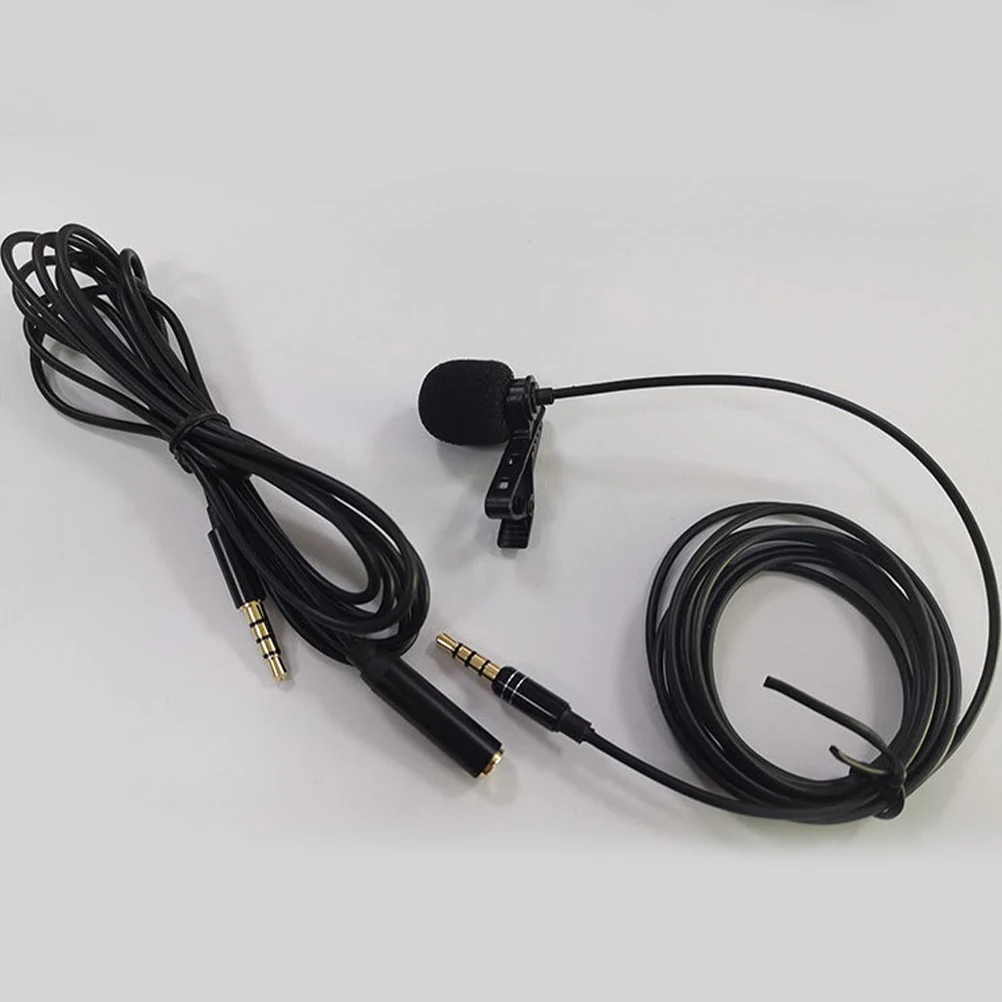 

1.6M Lapel Microphone Set 2M Extension Collar Mic Noise Reduction Metal Clip Hands-Free Vlogging Video Recording Mini Clip On