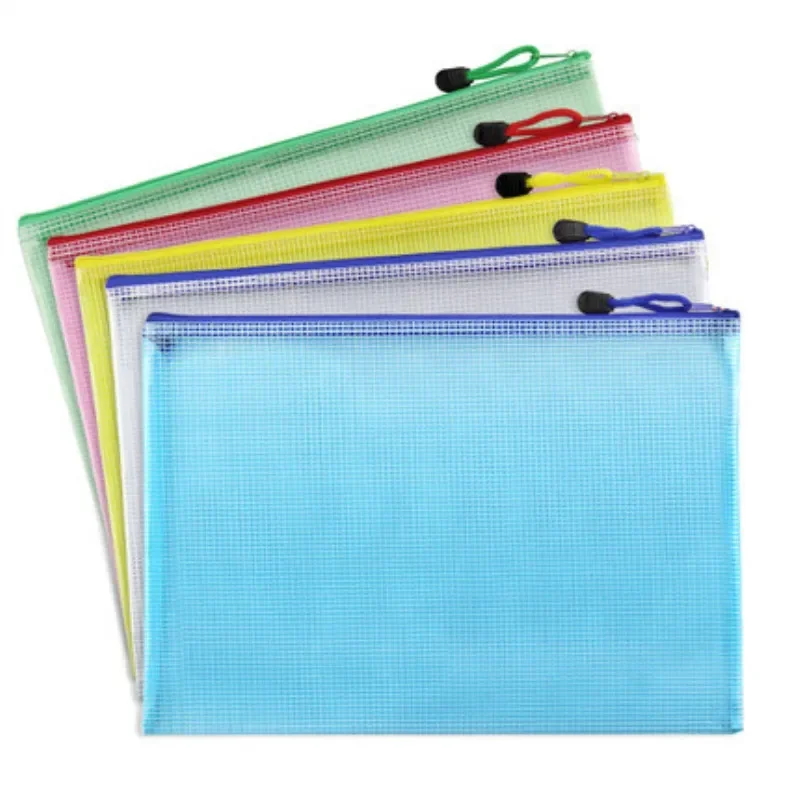 1pcs A4/A5/A6 Mesh Zipper Pouch Document Bag Waterproof Zip File Folders School Office Supplies Pencil Case Storage Bags