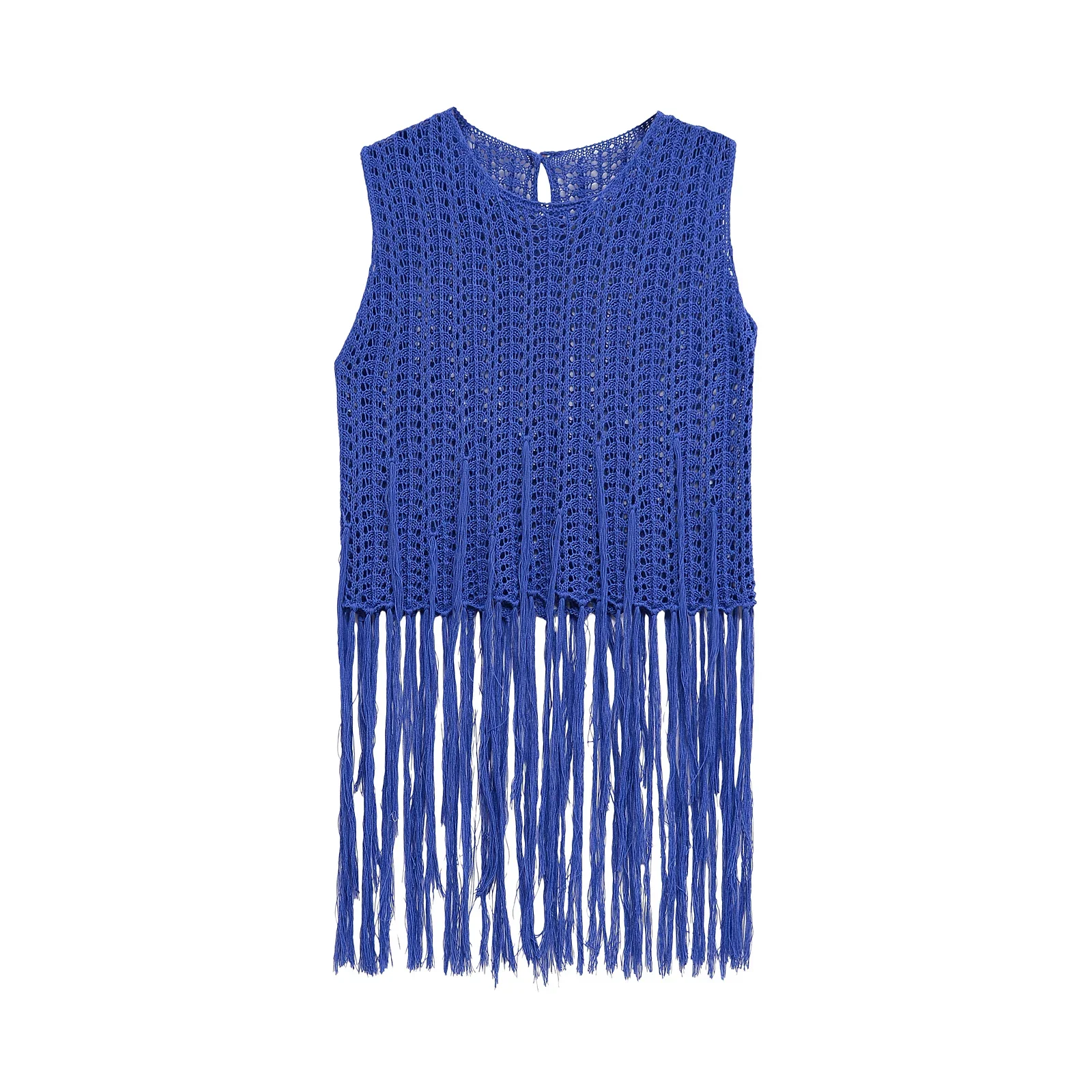 Women's Summer Elegant Sleeveless Top Cover Beach-Style Hollow Knitted Vest Casual Style Sweater Top 1957009