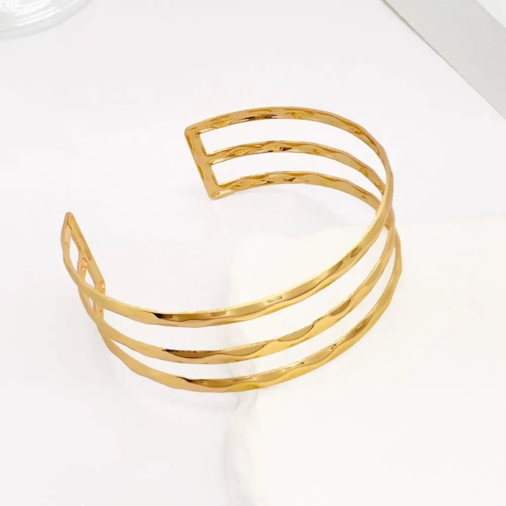 Glamorous Metal Opening Arm Bracelet Multi Style Adjustable Wide Open Bangle Gold Color Retro Arm Bracelet Hand Jewelry