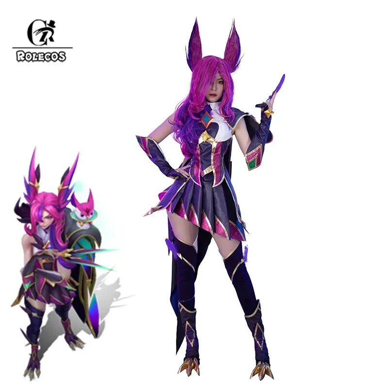 

2025 11 A888ROLECOS LOL Star Guardian Costume Xayah Women Cosplay with Cloak Halloween Carnival Suit New Vers