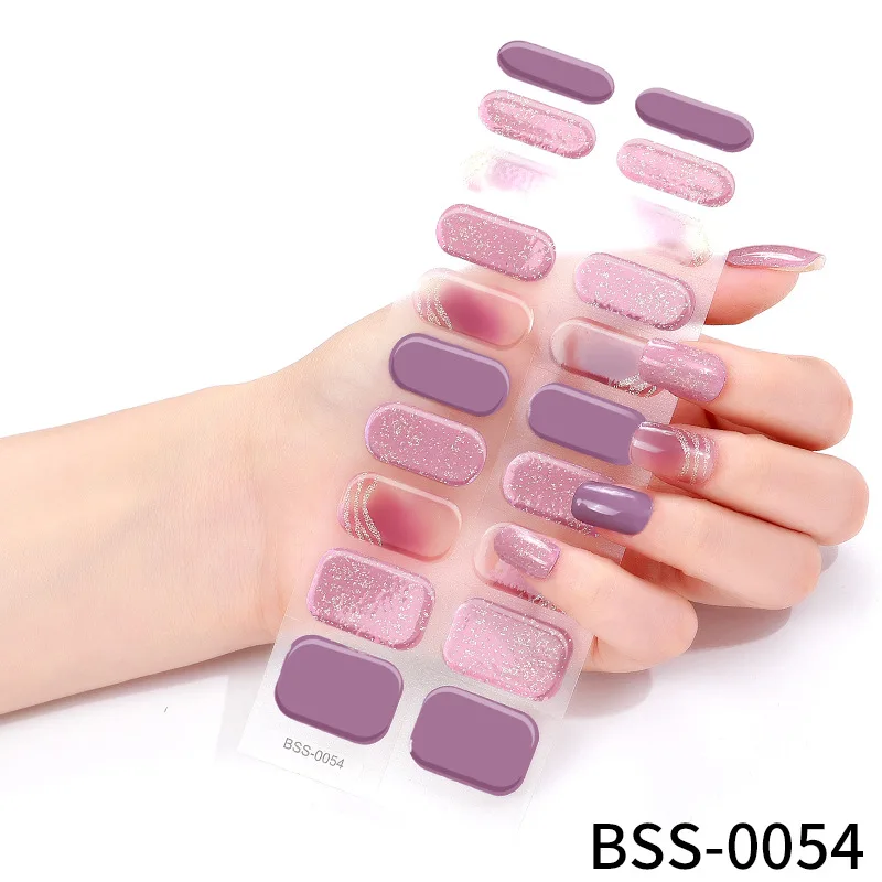 20 tiras de pegatinas de Gel para uñas, parche de tiras de uñas de Gel semicurado 3d, impermeable, de larga duración, lámpara Uv Led para uñas