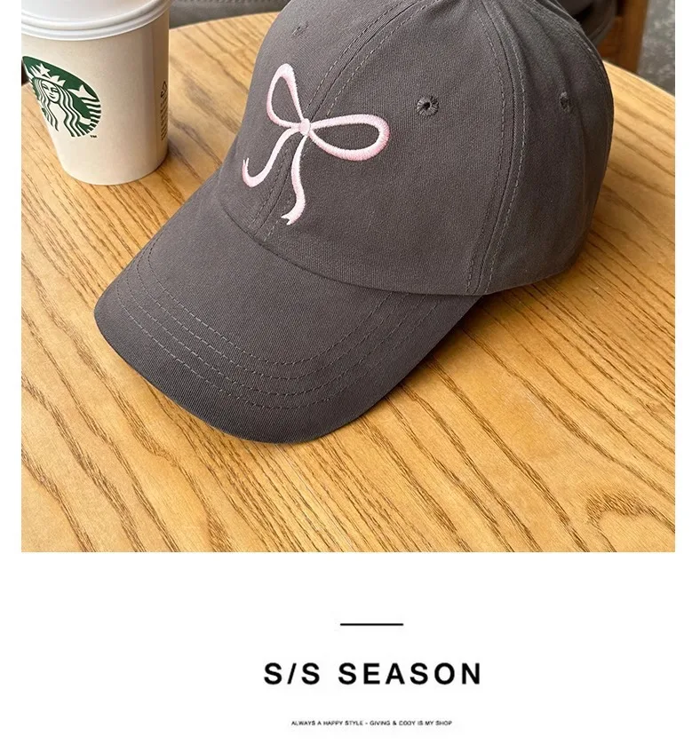 Nette Koreanische Ins Baseball Kappe Frauen Bogen Design Süße Romantische Rosa Soft Top Hut Mode Einstellbare Snapback – Detail 11