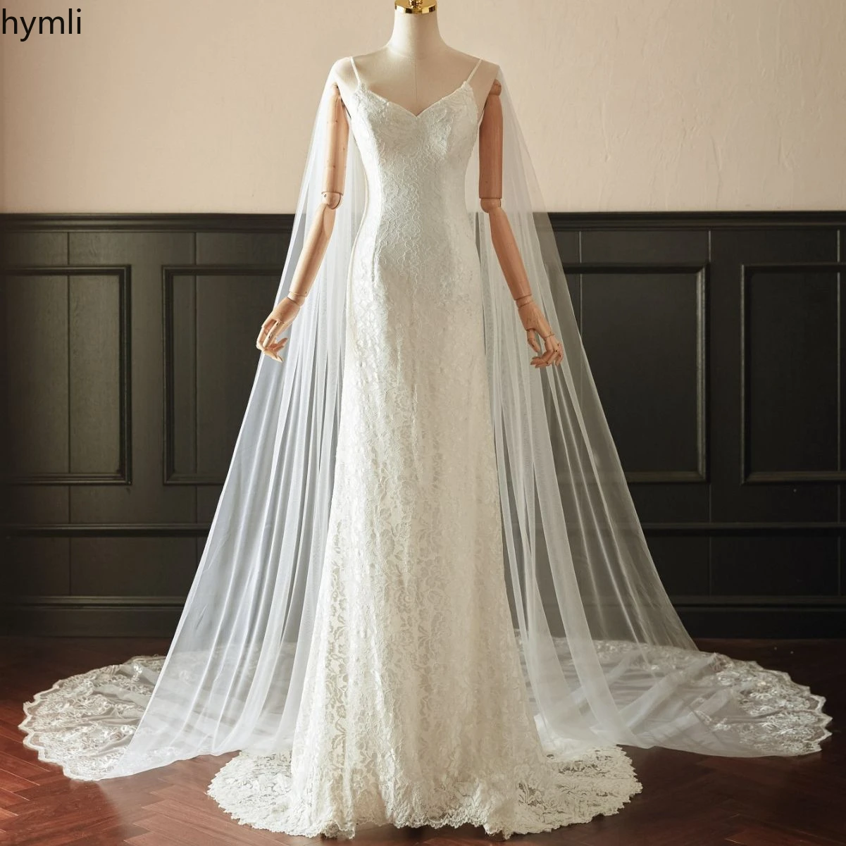 1 Layer Cathedral Length Bridal Veil Lace with Sequins Wedding Veil
