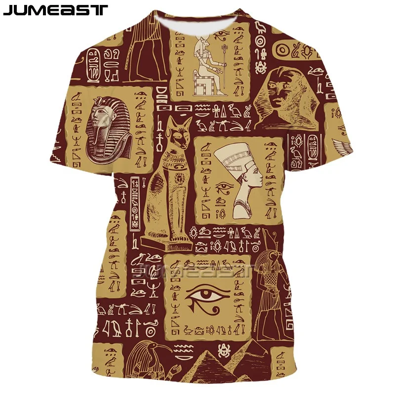 3D Ancient Egyptian Gods Graphic T Shirt Men And Women Casual Hieroglyphs Printed T-Shirt Vintage Aesthetic Clothing Tshirt 6XL