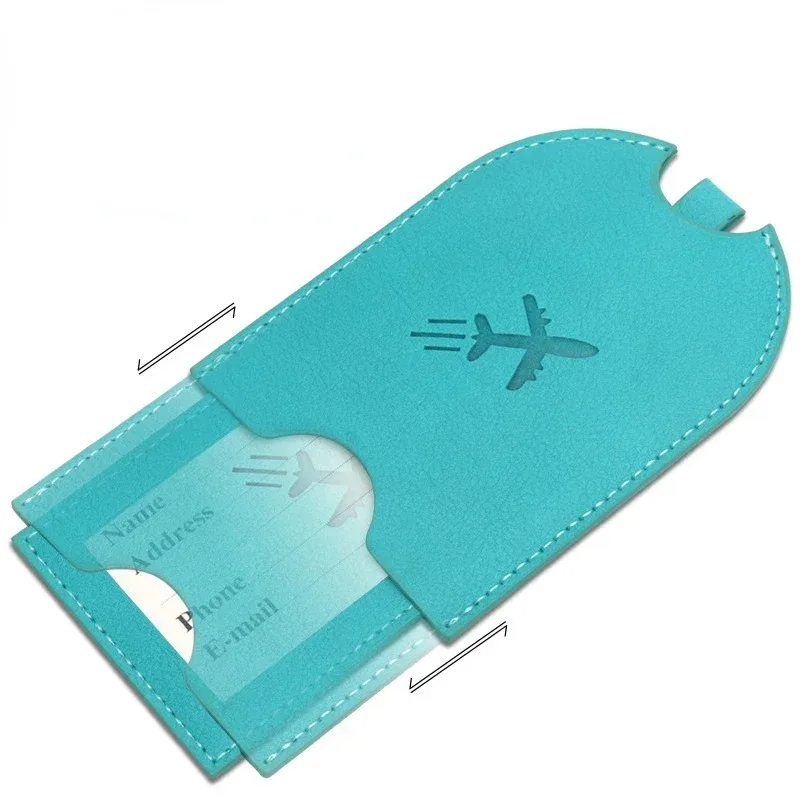 Push-pull Business Identificador Hidden Plane Boarding Pass valigia Tag Set etichette per bagagli a doppio strato in pelle