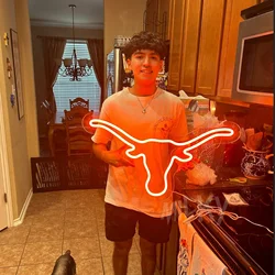 Texas Longhorn Bull Neon Sign| Texas Wall Decor| Longhorns Wall Art| College Dorm Decor| Texas western led light| Texas Gifts