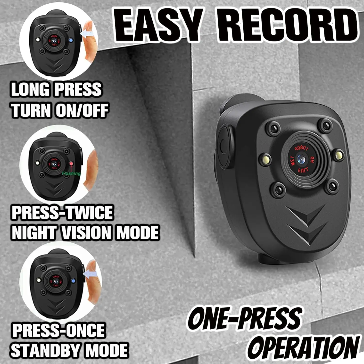 Mini Body Camera Video Recorder Built-in 32GB Memory Card with Night Vision IR & Loop Record HD 1080P, 4-6 HR Battery Life Wear