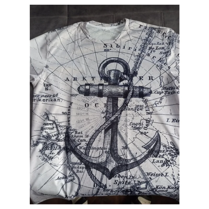 3D T Shirt Men Clothing Summer Casual Short Sleeve Vintage T Shirt Streetwear Ship Anchor Printed Tee T-shirts For Male Tops