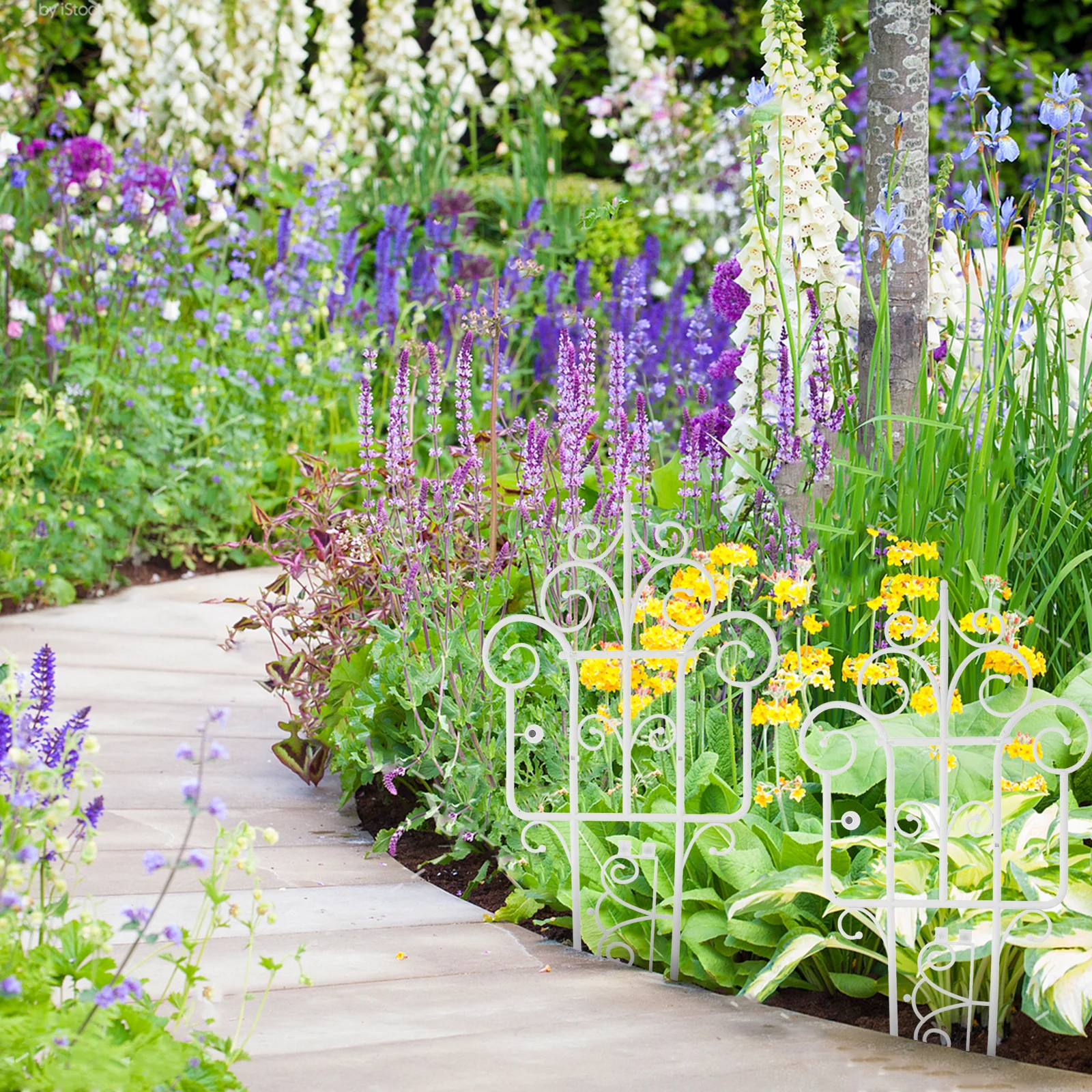 

2Pcs Garden Plastic Edging Fence Decorative Panels for Flower Bed Borders Patio Paths Pet Barrier Outdoor Fence